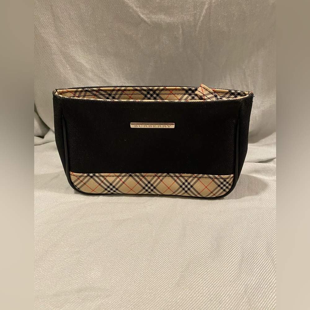 Burberry Black and Beige Plaid Pouch